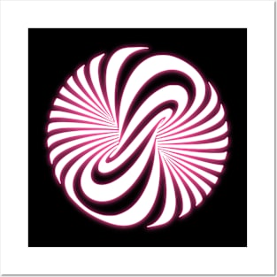 Glow Pink Neon Zebra Optical Illusion Hyper Loop Posters and Art